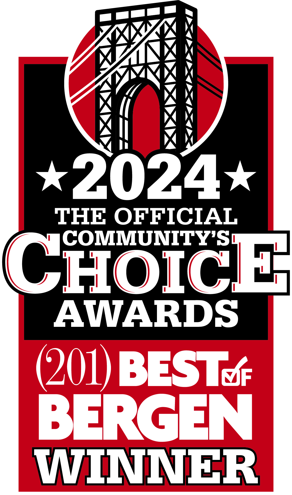 2024 Official Community’s Choice Awards (201) Best of Bergen winner badge